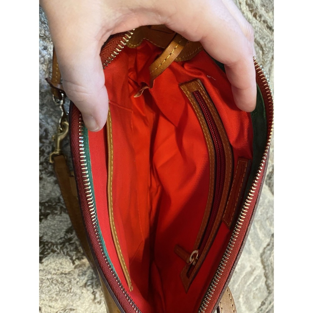 Dooney Bourke Brown Florentine Leather Natural Tassel Clutch Shoulder Bag Purse - Picture 11 of 13